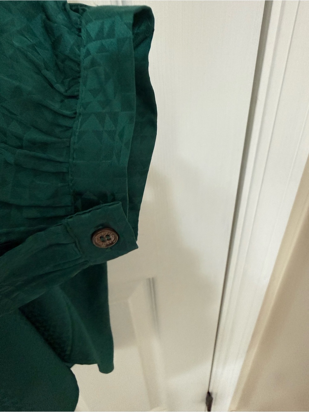 Vince Camuto 2X Emerald Green Jacquard High Low Blouse Balloon Sleeve - Picture 9 of 14